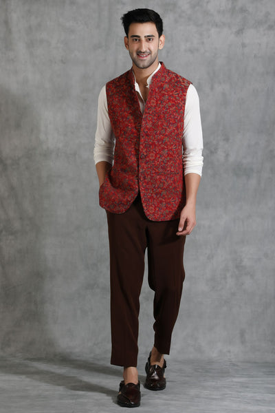-  Pashmina Vintage Kani  Waist Coat With Paisley Design