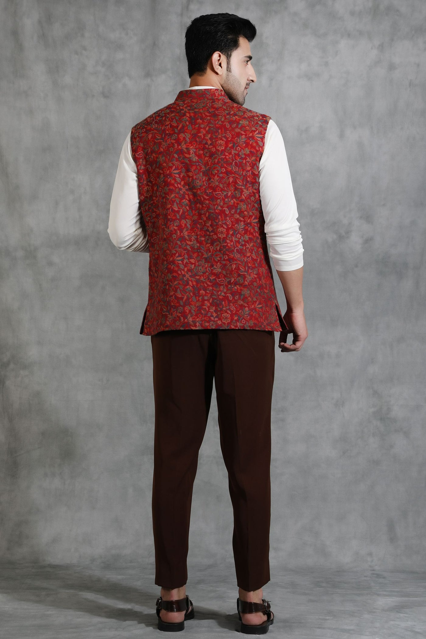 -  Pashmina Vintage Kani  Waist Coat With Paisley Design
