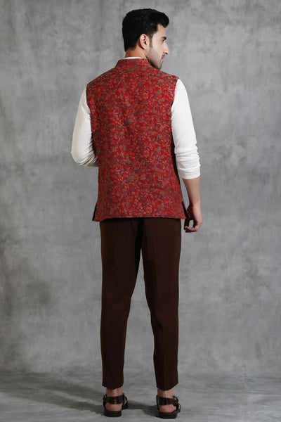 -  Pashmina Vintage Kani  Waist Coat With Paisley Design