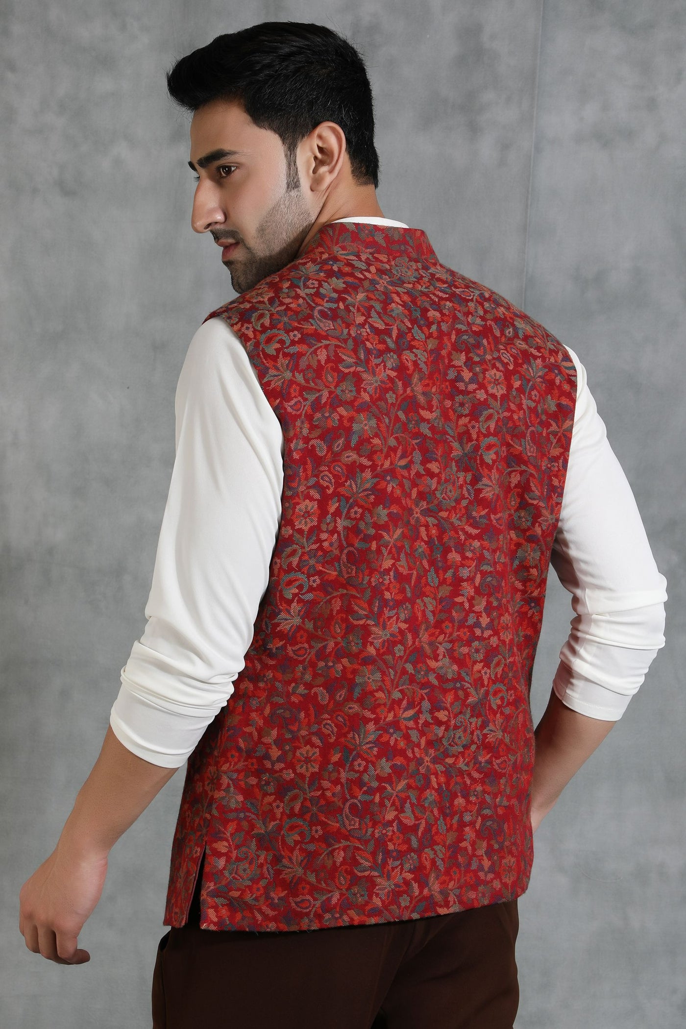 -  Pashmina Vintage Kani  Waist Coat With Paisley Design