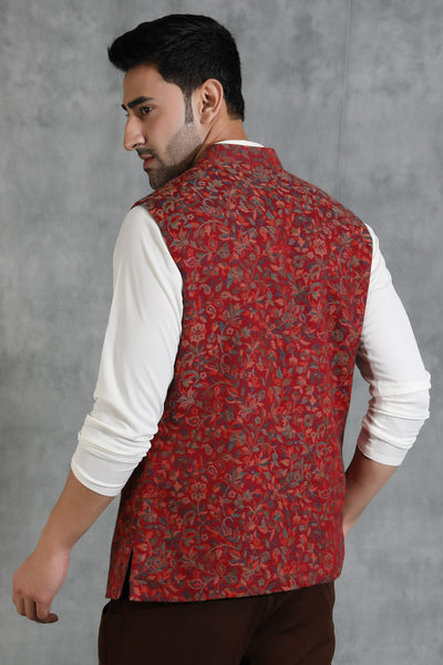 -  Pashmina Vintage Kani  Waist Coat With Paisley Design