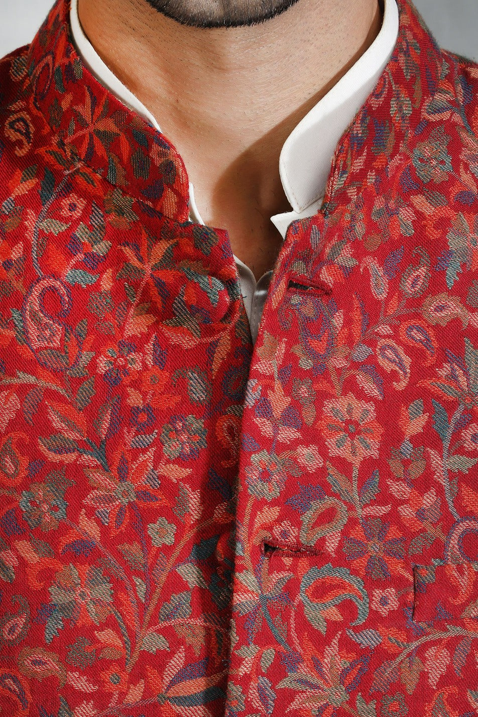 -  Pashmina Vintage Kani  Waist Coat With Paisley Design