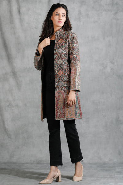 -  Black Vintage Full Jacket With Paisley Design