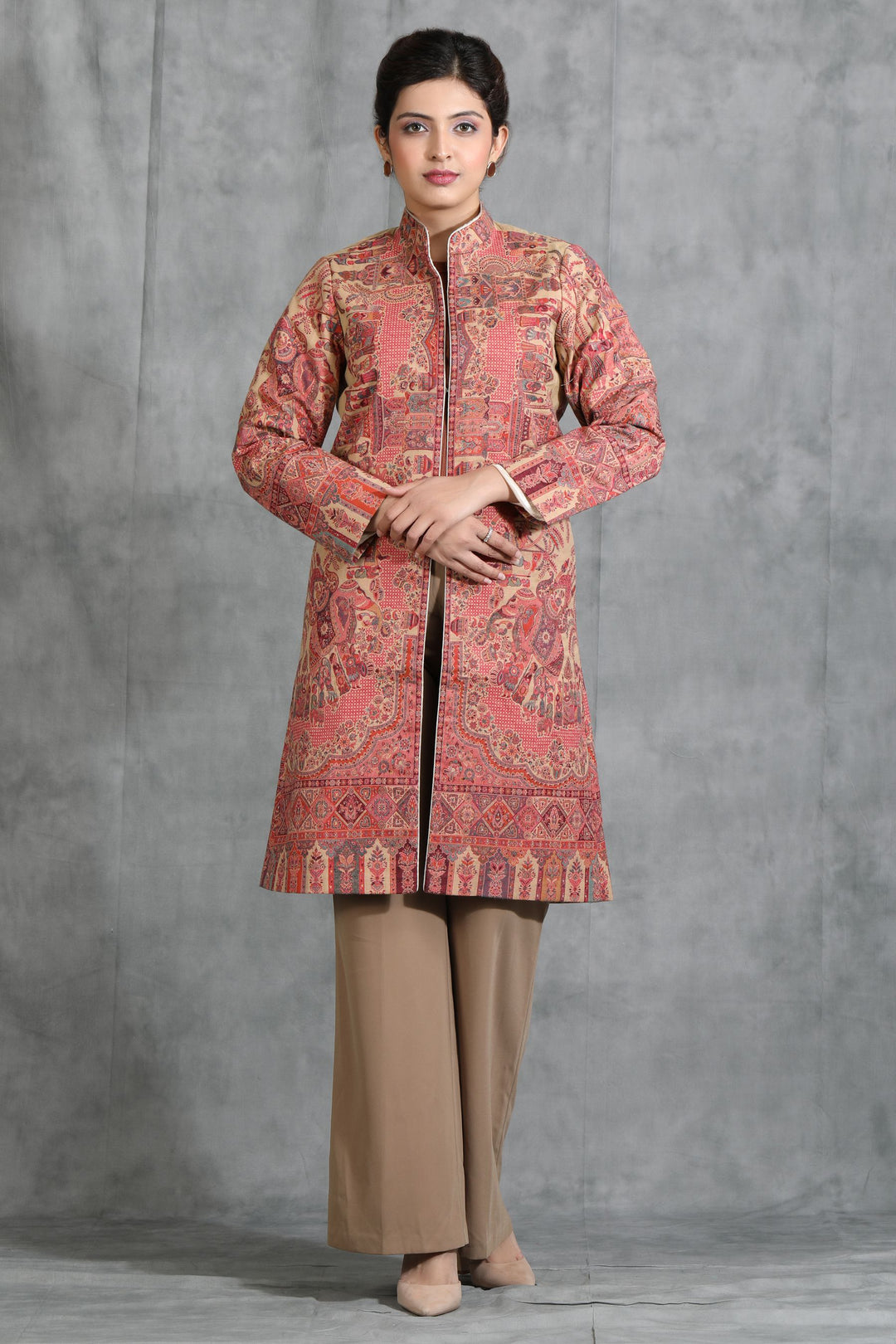 '-  Red-Beige Vintage Full Jacket