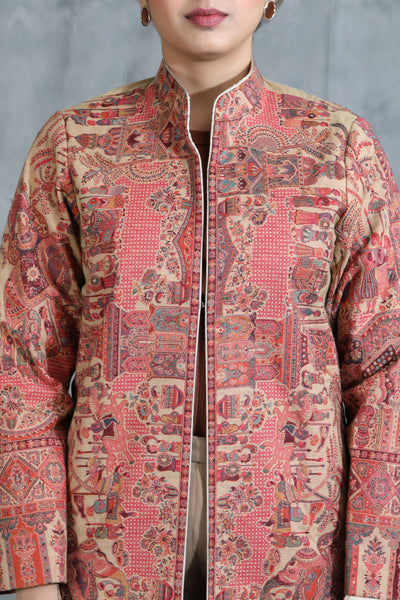 -  Red-Beige Vintage Full Jacket