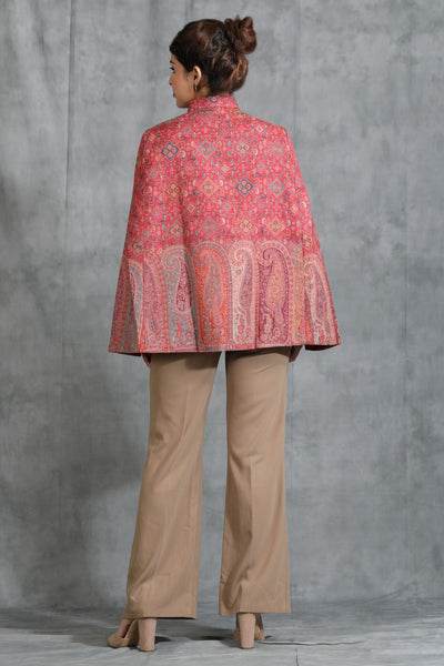 -  Red Cape Jacket With Paisley Design