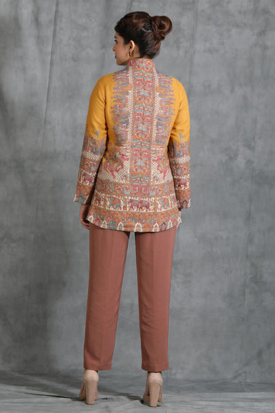 -  Yellow Vintage Coat With Paisley Design