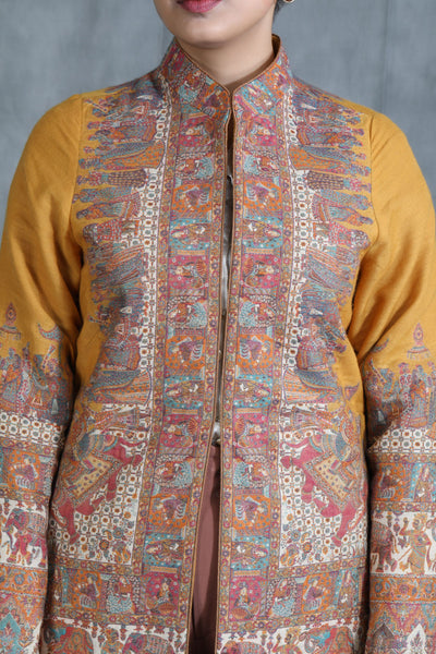 -  Yellow Vintage Coat With Paisley Design