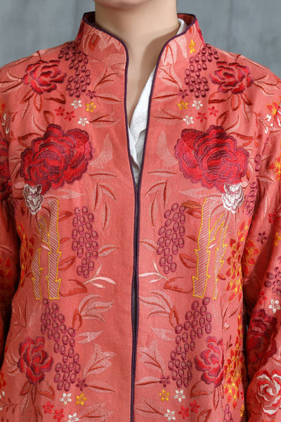 Red Floral Embroidered Jacket