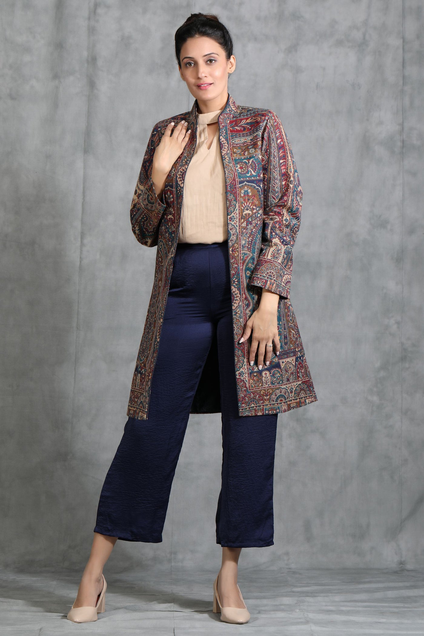 -  Vintage Full Jacket with Paisley Design