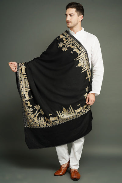 Pashmina Gold Resham Sari Thread Work By Hand