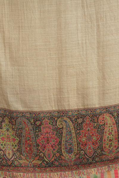 Pashmina Wool In Antique Jamawar Border With Paisley Work