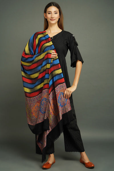 -  Pashmina Blend, Multicolour Design Stole