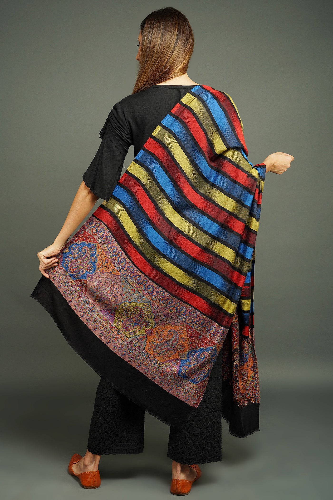 -  Pashmina Blend, Multicolour Design Stole