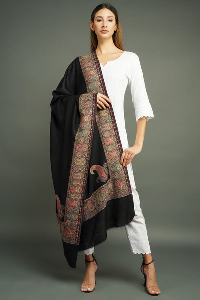 -  Pashmina Wool In Antique Jamawar Paisley Design