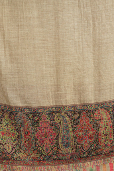 -  Pashmina Wool In Antique Jamawar Border With Paisley Work